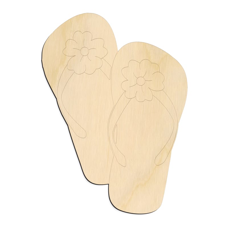 Laser-cut baltic birch silhouette of FLIP FLOPS FLOWER