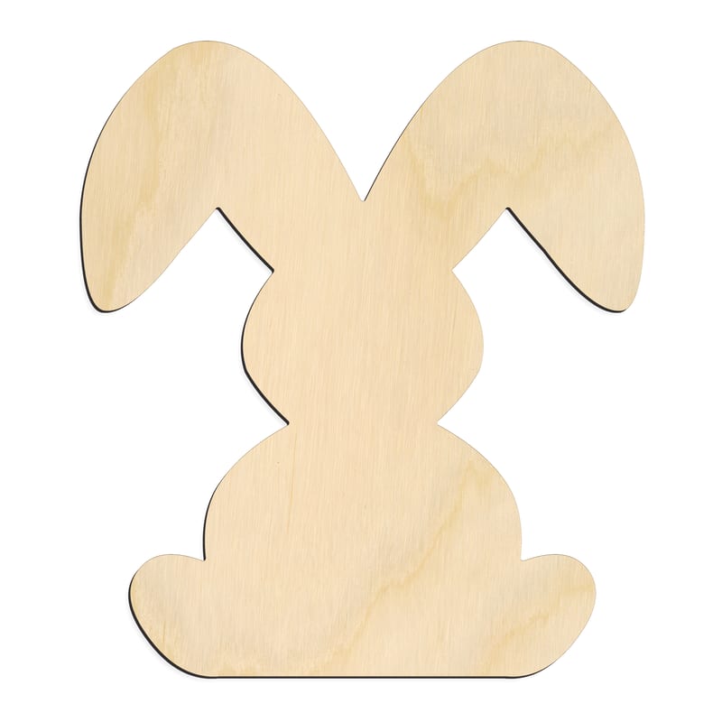 Laser-cut baltic birch silhouette of FLOPPY EAR EASTER BUNNY