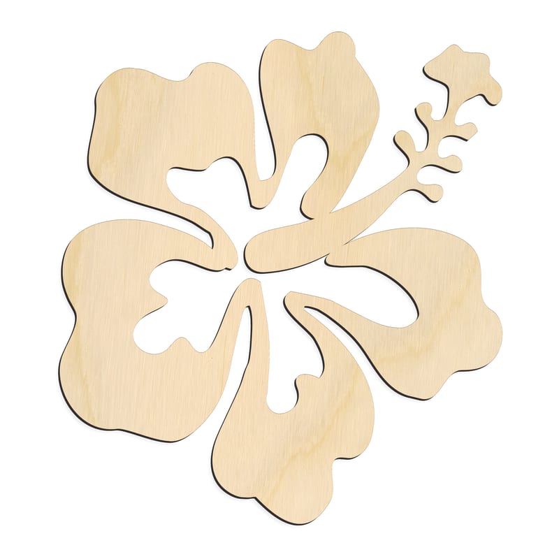 Laser-cut baltic birch silhouette of FLOWER HIBISCUS