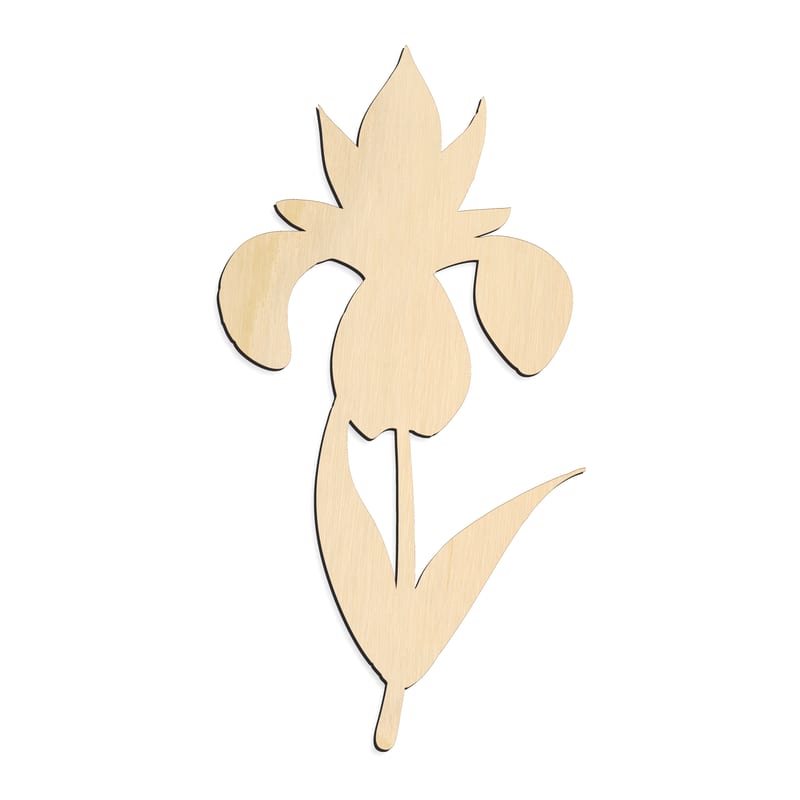 Laser-cut baltic birch silhouette of FLOWER IRIS