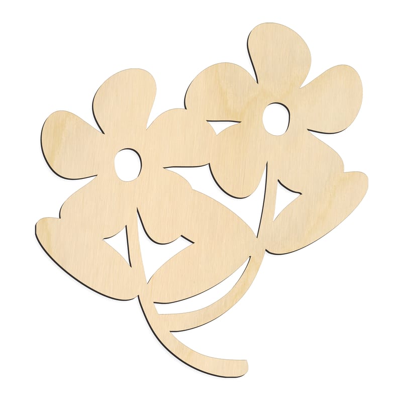 Laser-cut baltic birch silhouette of FLOWER PAIR