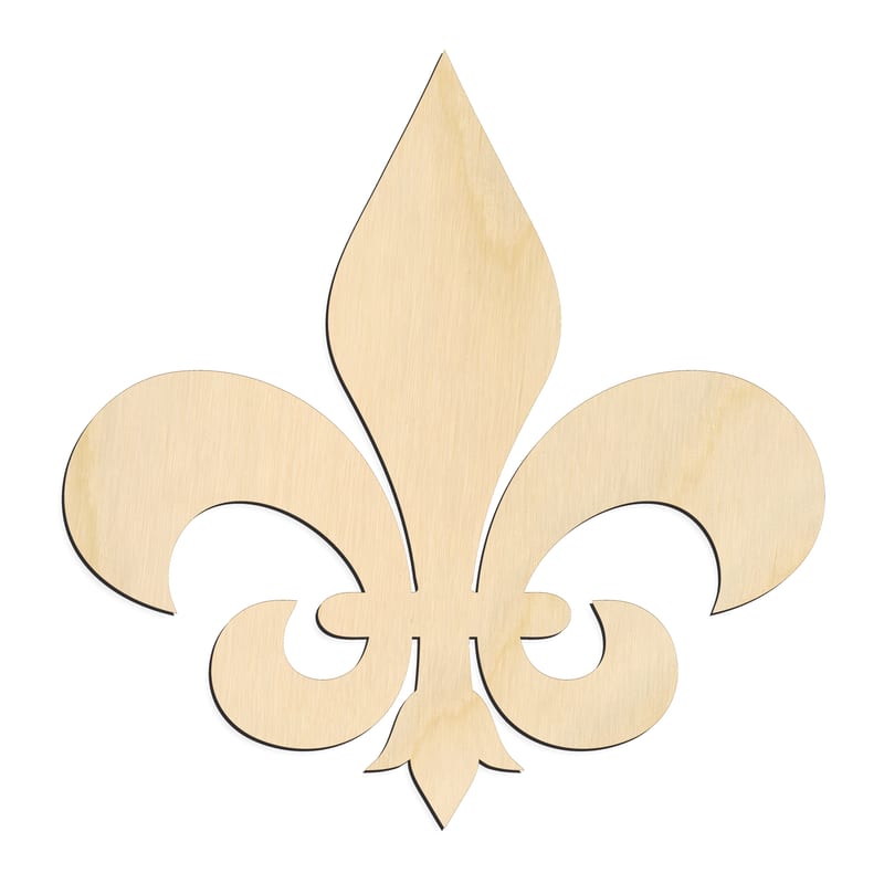 Laser-cut baltic birch silhouette of FLUR DE LIS ACCENT