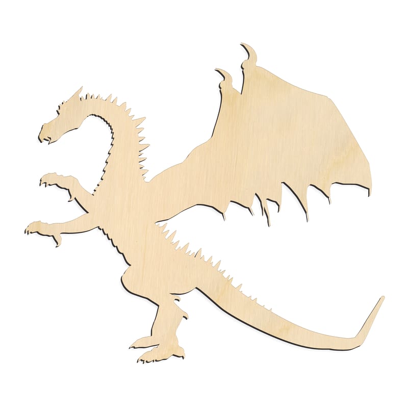 Laser-cut baltic birch silhouette of FLYING DRAGON