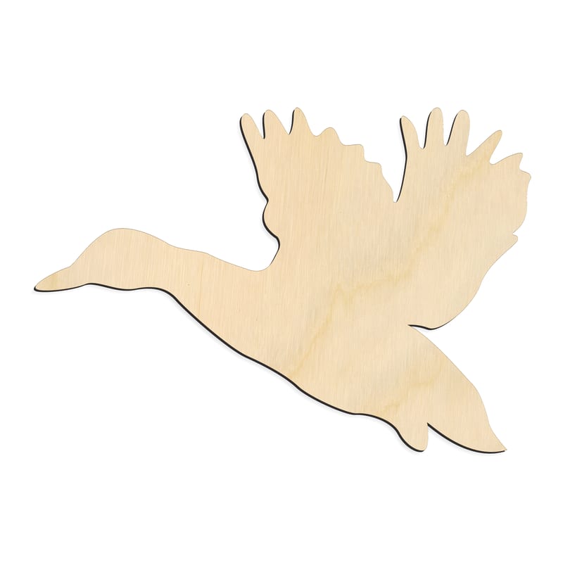 Laser-cut baltic birch silhouette of FLYING DUCK