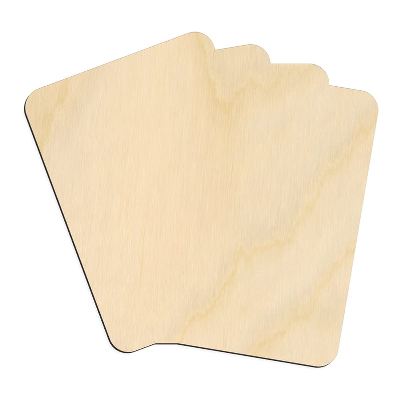 Laser-cut baltic birch silhouette of FOLDED PLAYING CARDS