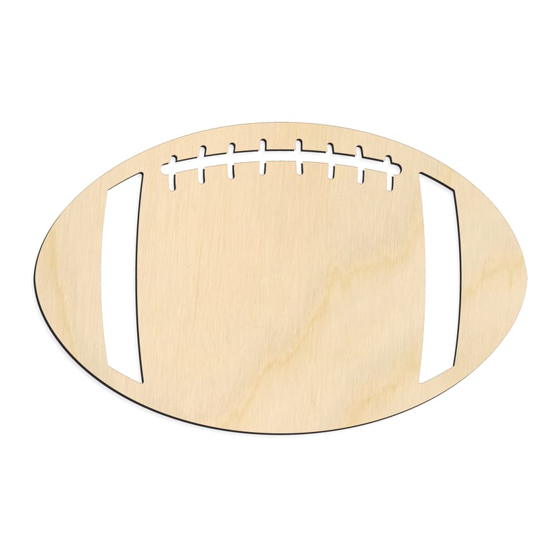 Laser-cut baltic birch silhouette of FOOTBALL WITH LACES ICON