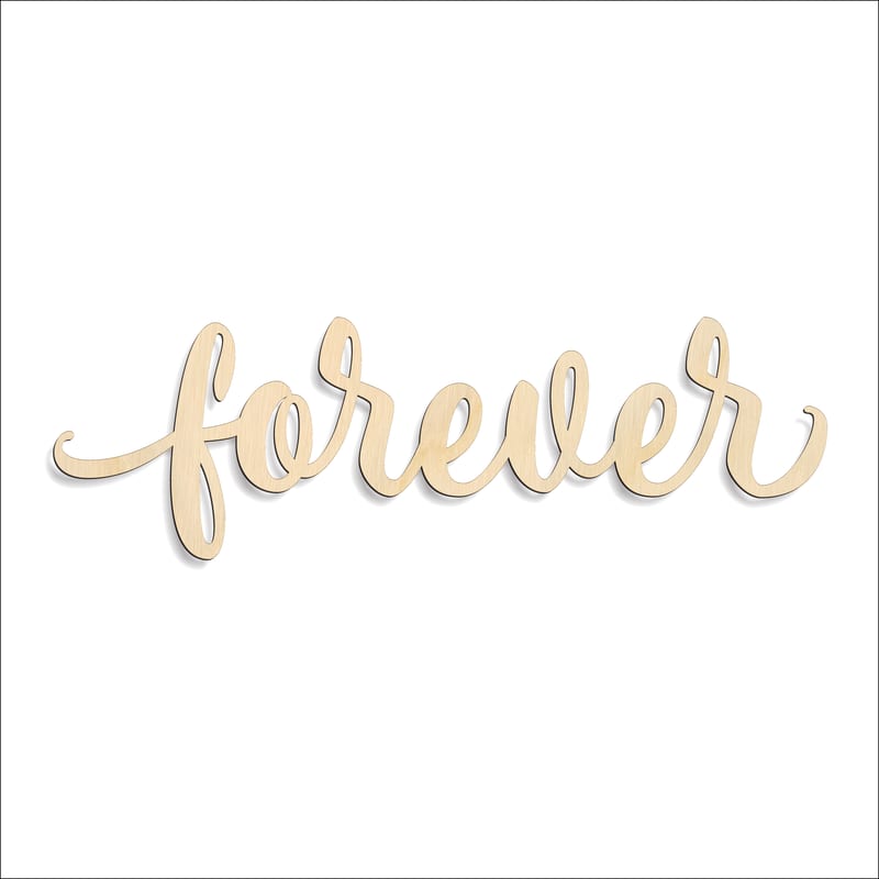 Laser-cut baltic birch silhouette of FOREVER