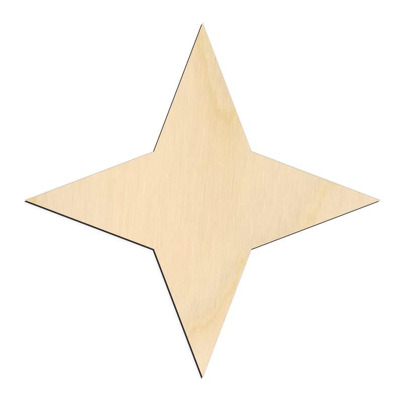 Laser-cut baltic birch silhouette of FOUR POINT STAR