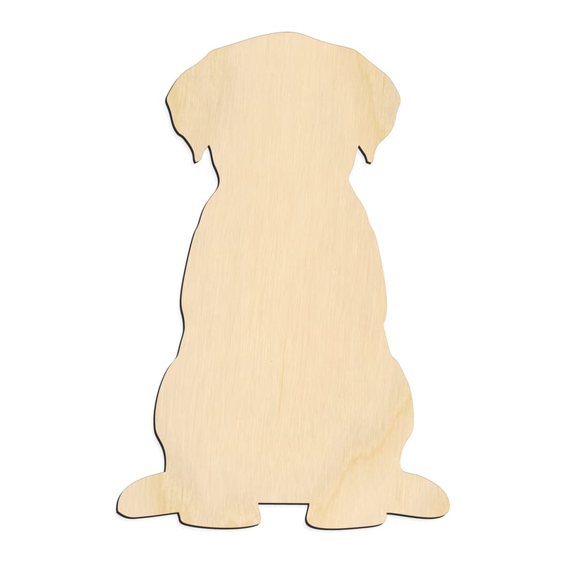 Laser-cut baltic birch silhouette of FRONT FACING LABRADOR PUPPY