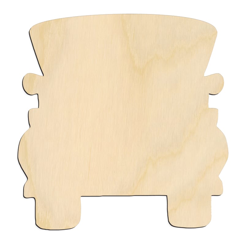 Laser-cut baltic birch silhouette of FRONT FACING TRUCK
