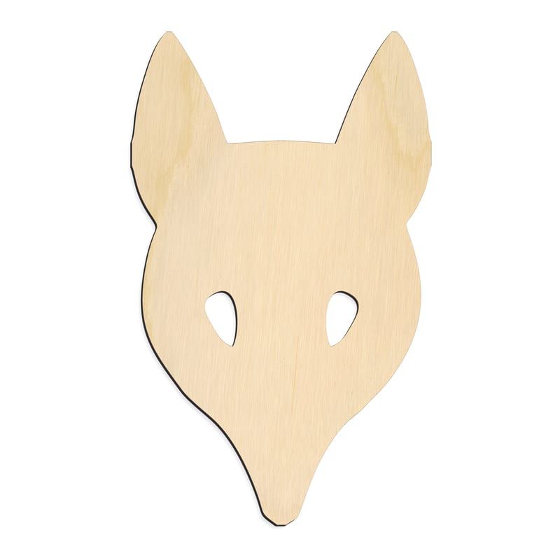 Laser-cut baltic birch silhouette of FRONT FOX MASK
