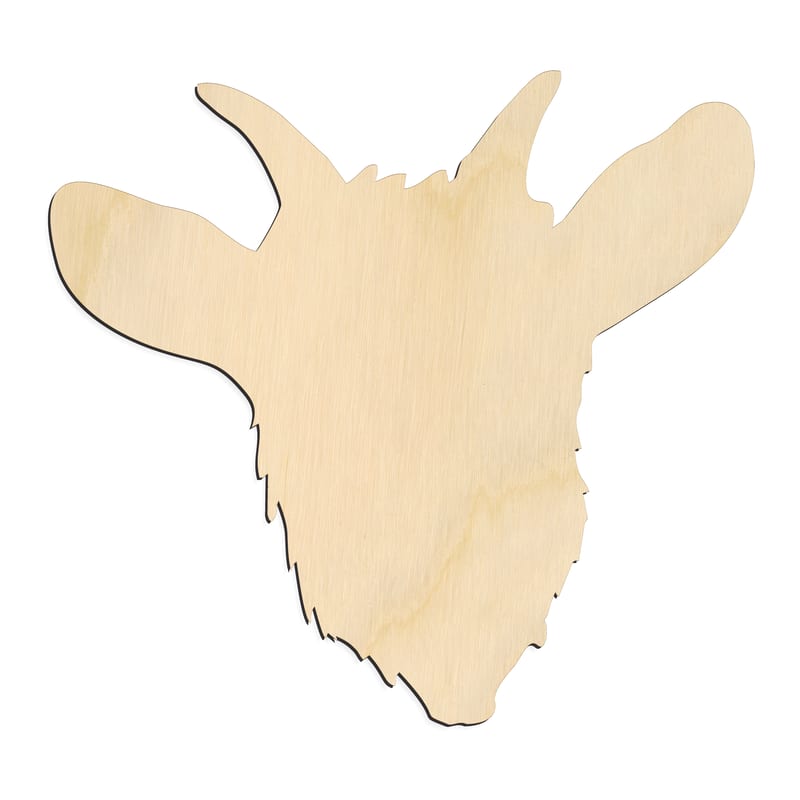 Laser-cut baltic birch silhouette of FRONT GOAT HEAD
