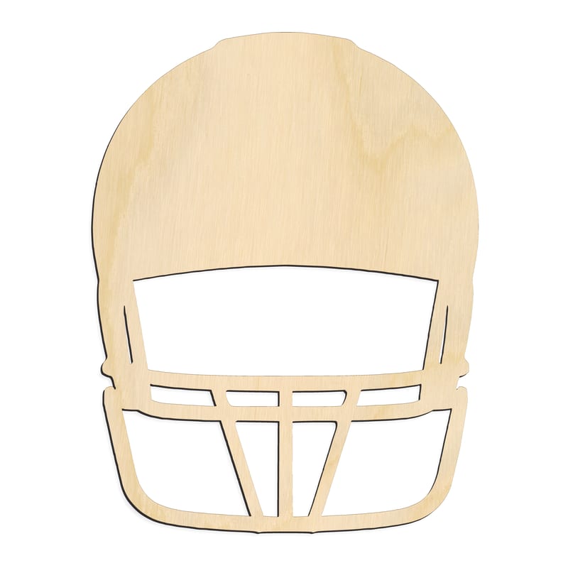 Laser-cut baltic birch silhouette of FRONT VIEW FOOTBALL HELMET