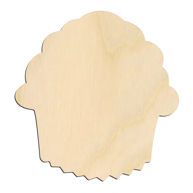 Laser-cut baltic birch silhouette of FROSTED CUPCAKE MUFFIN