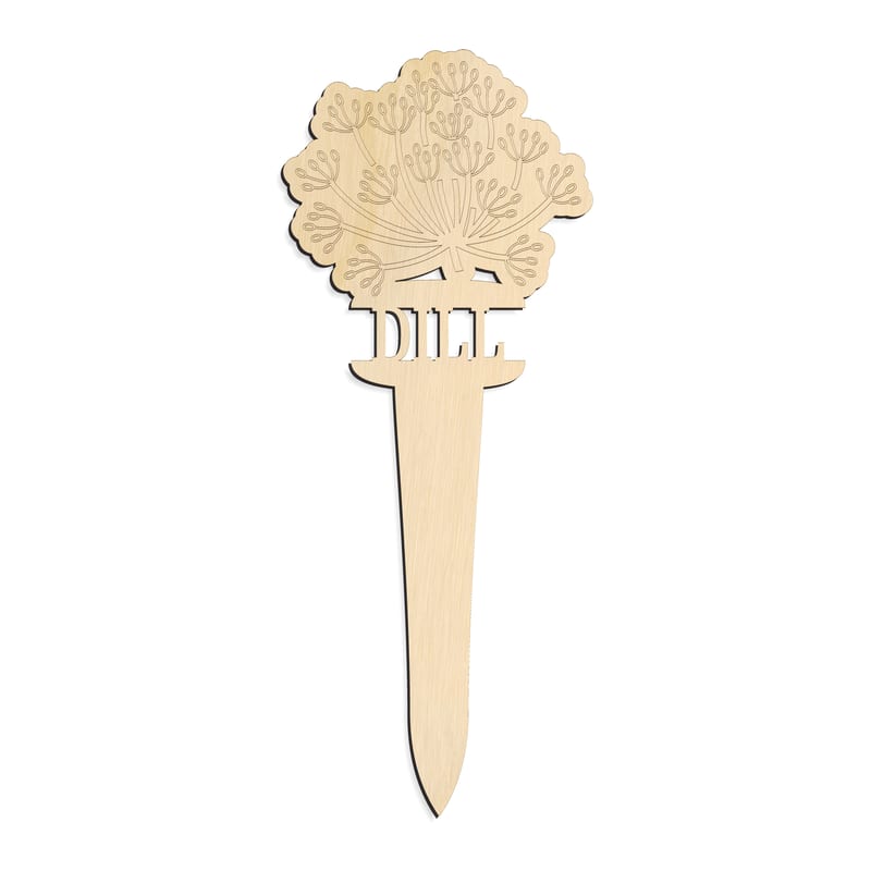 Laser-cut baltic birch silhouette of GARDEN MARKER DILL