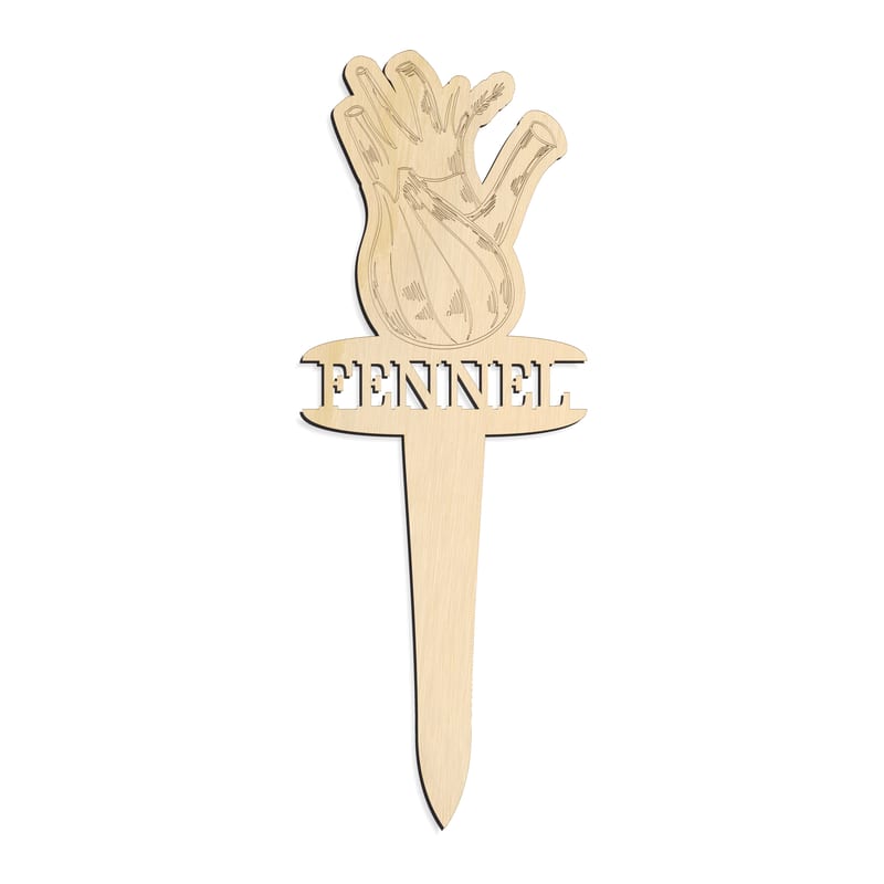 Laser-cut baltic birch silhouette of GARDEN MARKER FENNEL