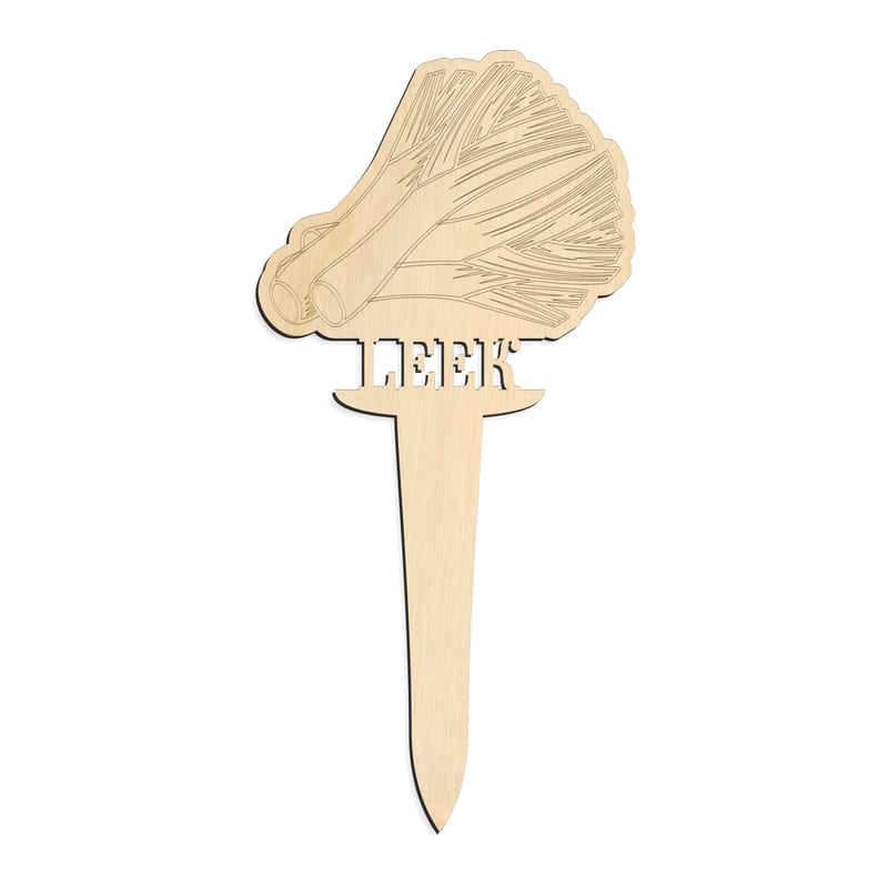 Laser-cut baltic birch silhouette of GARDEN MARKER LEEK