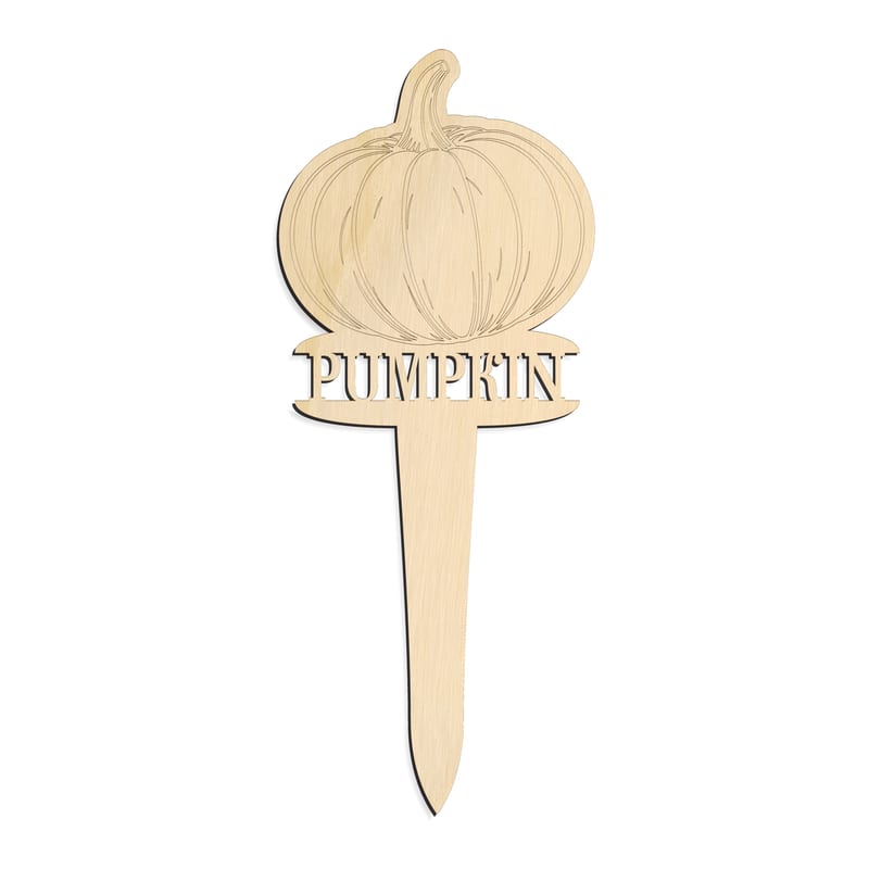 Laser-cut baltic birch silhouette of GARDEN MARKER PUMPKIN