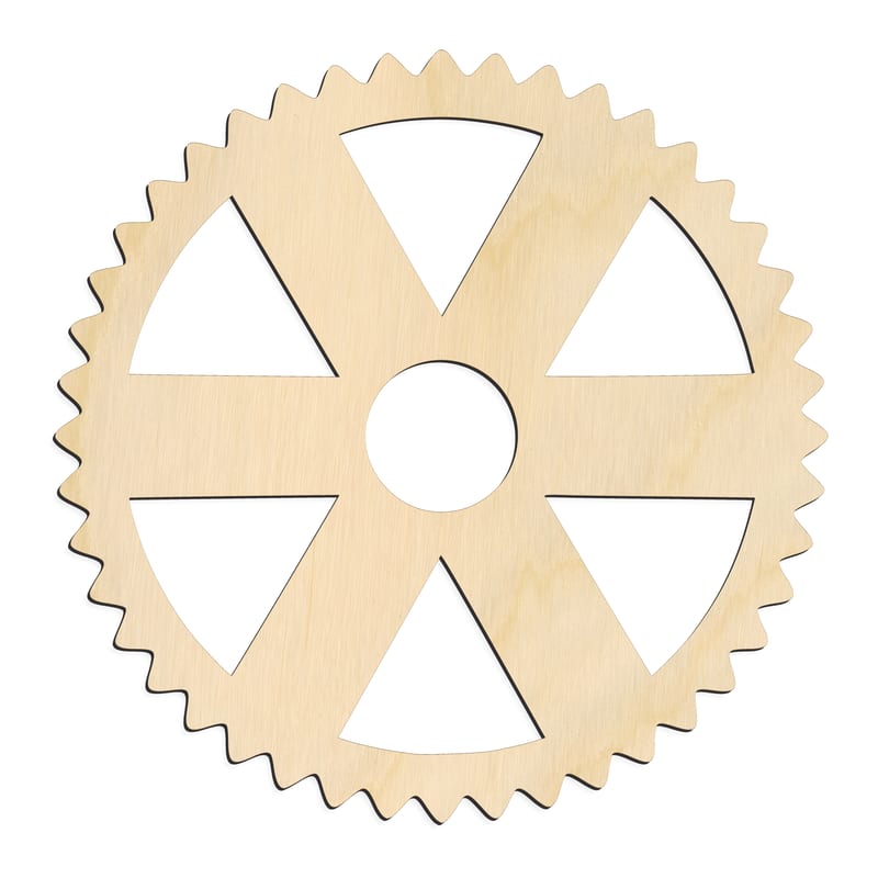 Laser-cut baltic birch silhouette of GEAR
