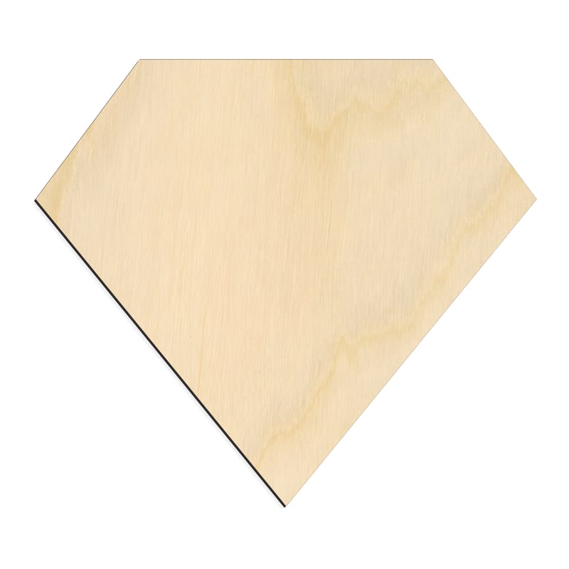 Laser-cut baltic birch silhouette of GEM DIAMOND ROUND