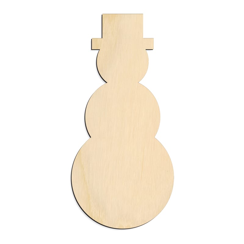 Laser-cut baltic birch silhouette of GEOMETRIC SNOWMAN