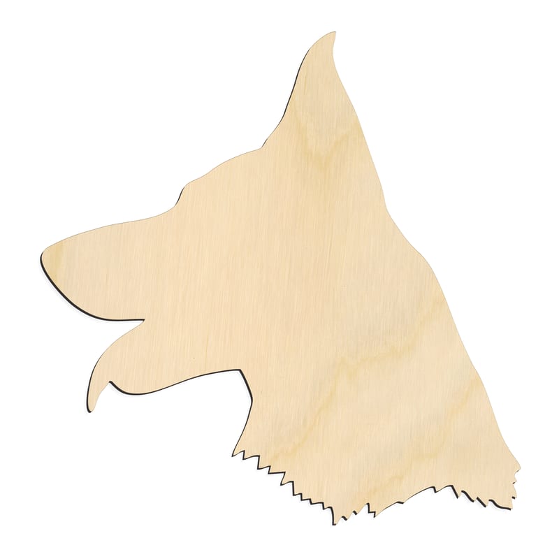 Laser-cut baltic birch silhouette of GERMAN SHEPARD HEAD