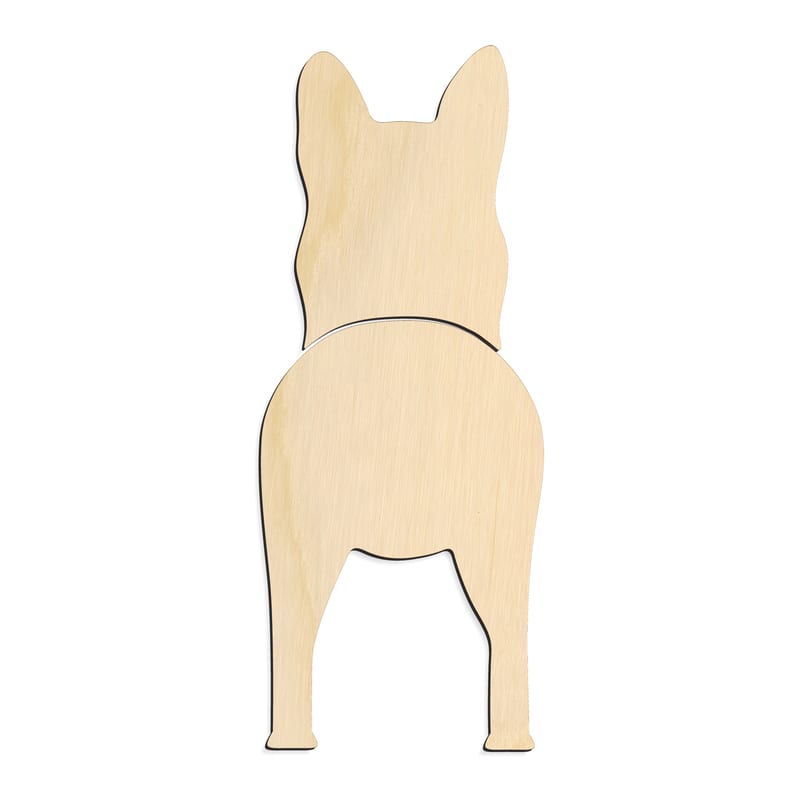 Laser-cut baltic birch silhouette of GERMAN SHEPHERD TWO PIECE BACK VIEW