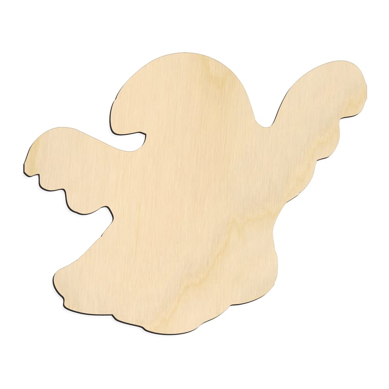 Laser-cut baltic birch silhouette of GHOST CURLED TAIL