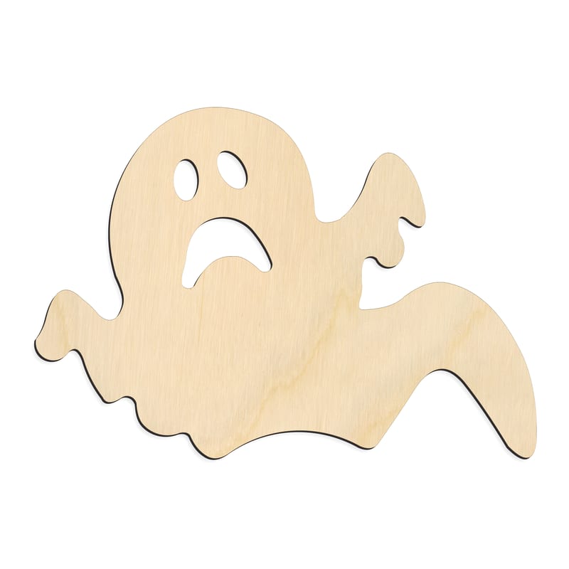 Laser-cut baltic birch silhouette of GHOST FLYING SAD