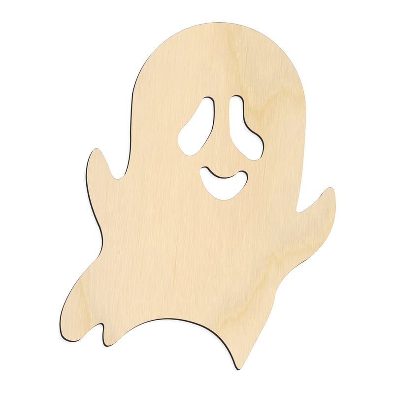 Laser-cut baltic birch silhouette of GHOST WAVING