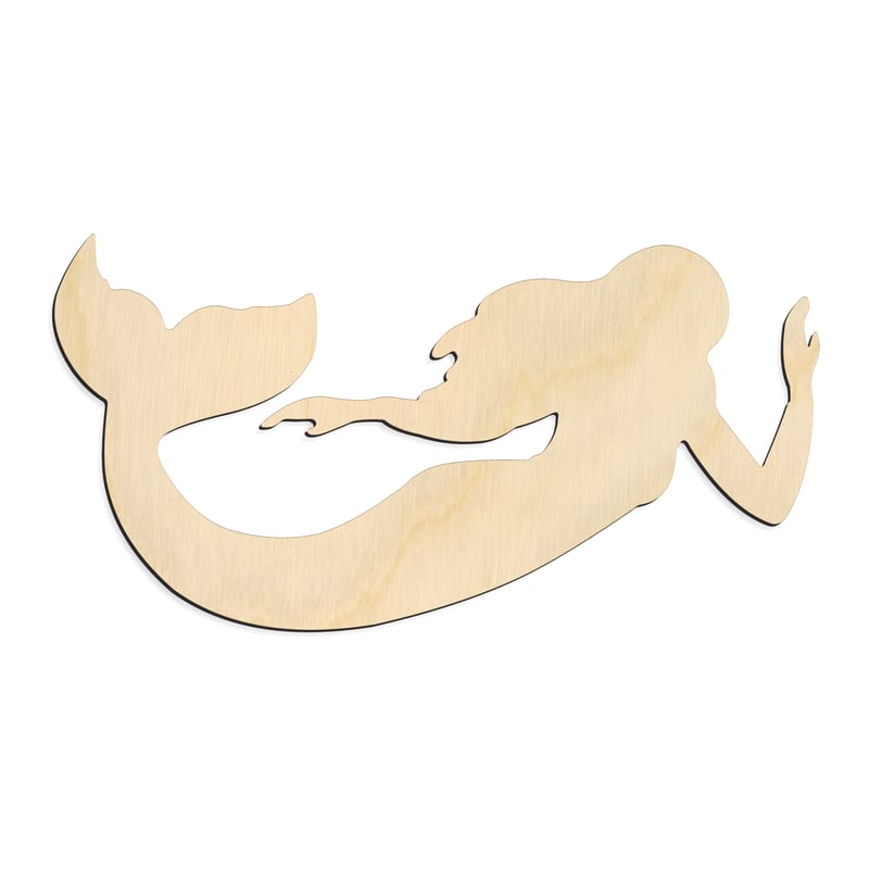 Laser-cut baltic birch silhouette of GLIDING MERMAID