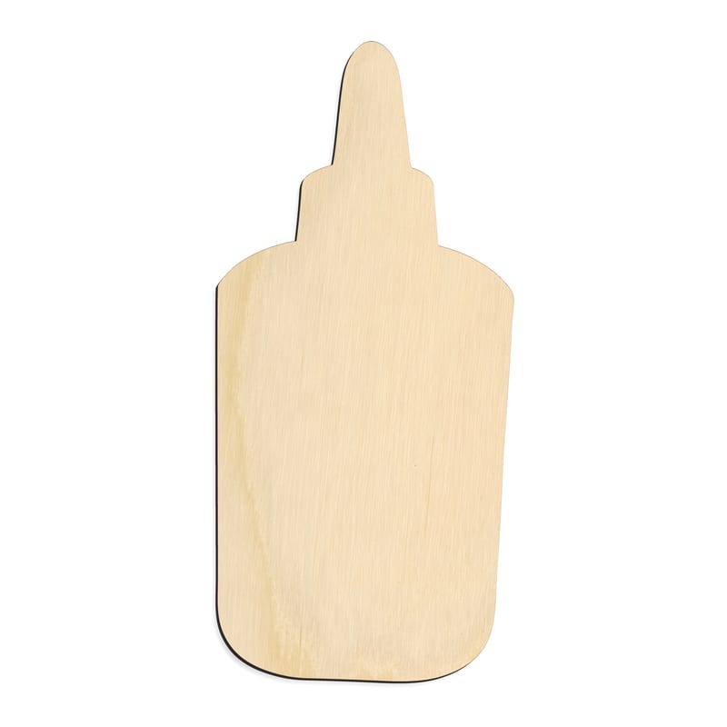 Laser-cut baltic birch silhouette of GLUE BOTTLE