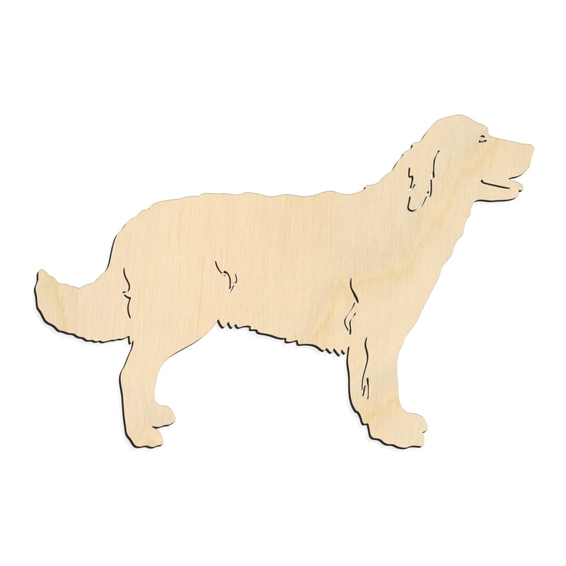 Laser-cut baltic birch silhouette of DETAILED GOLDEN RETRIEVER