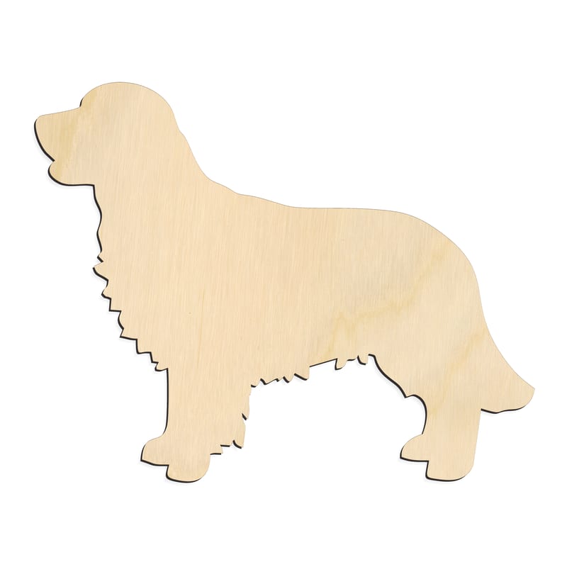 Laser-cut baltic birch silhouette of STANDING GOLDEN RETRIEVER