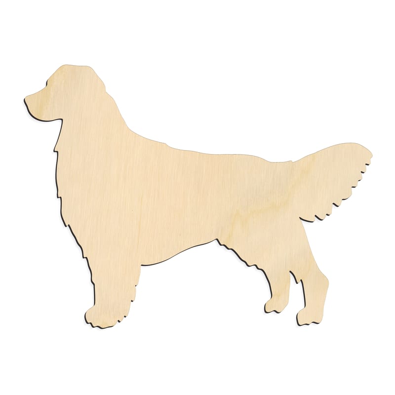 Laser-cut baltic birch silhouette of STANDING TALL GOLDEN RETRIEVER
