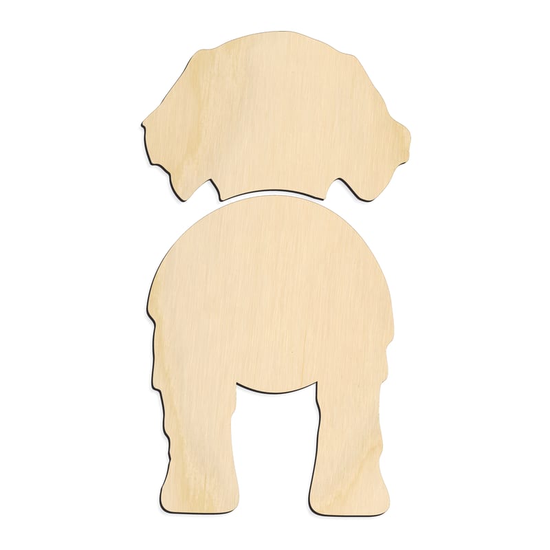 Laser-cut baltic birch silhouette of GOLDEN RETRIEVER TWO PIECE BACK VIEW