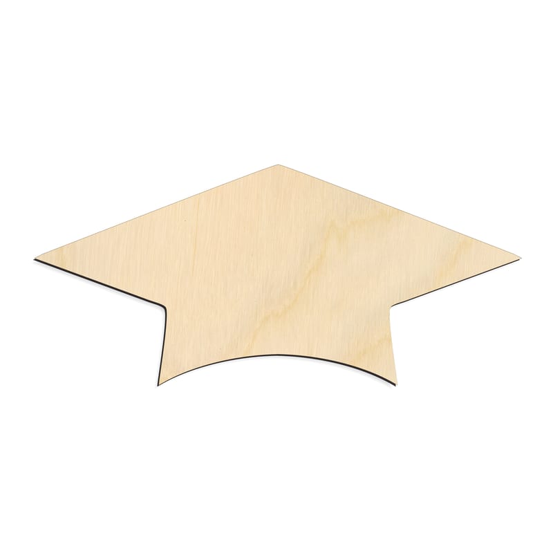 Laser-cut baltic birch silhouette of GRADUATION CAP SIMPLE