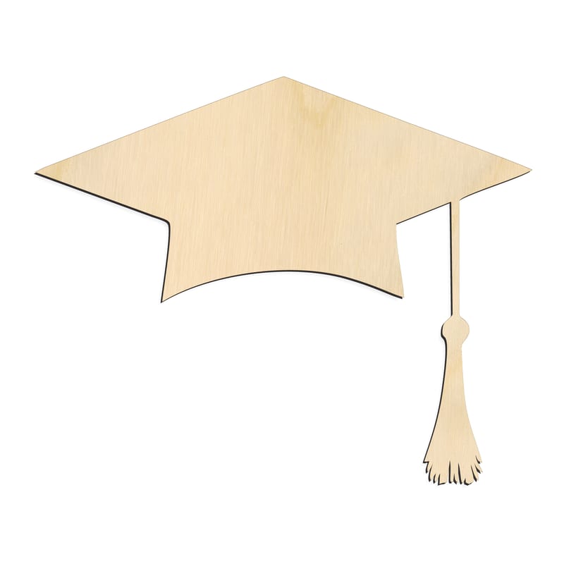 Laser-cut baltic birch silhouette of GRADUATION CAP TASSEL RIGHT