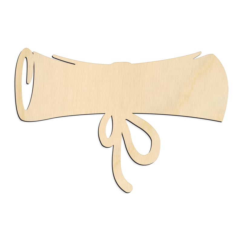 Laser-cut baltic birch silhouette of GRADUATION DIPLOMA