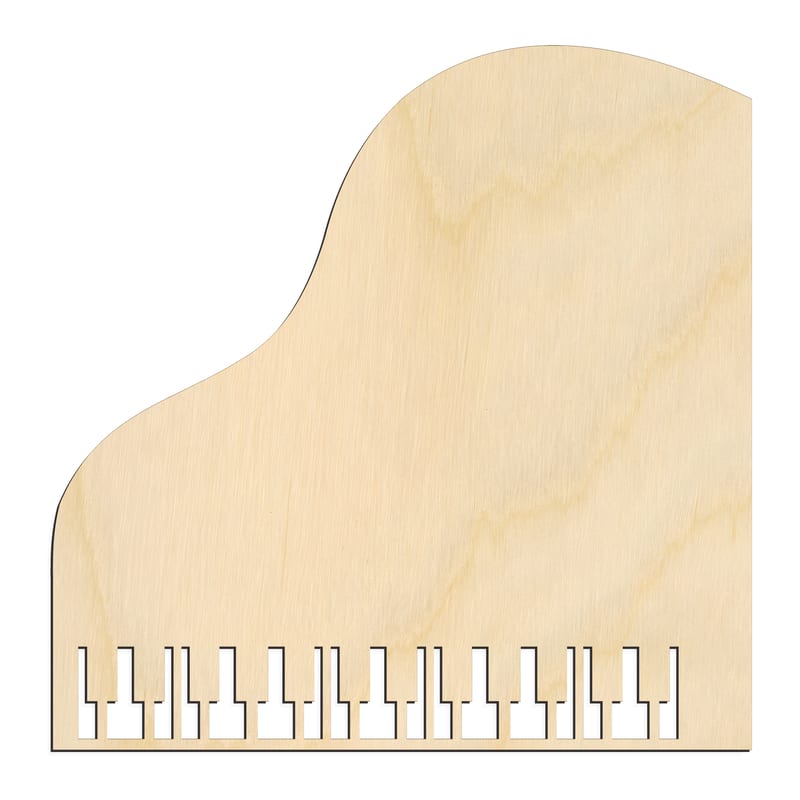 Laser-cut baltic birch silhouette of GRAND PIANO KEY DETAILS