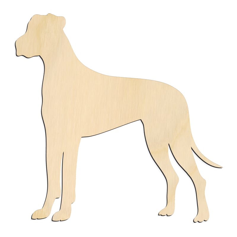 Laser-cut baltic birch silhouette of STANDING GREAT DANE SILHOUETTE