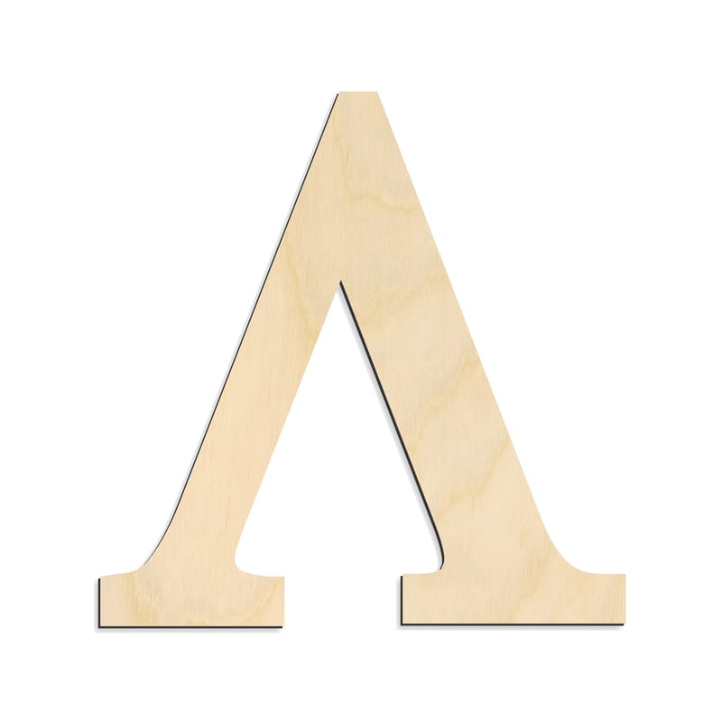 Laser-cut baltic birch silhouette of GREEK LETTER LAMBDA