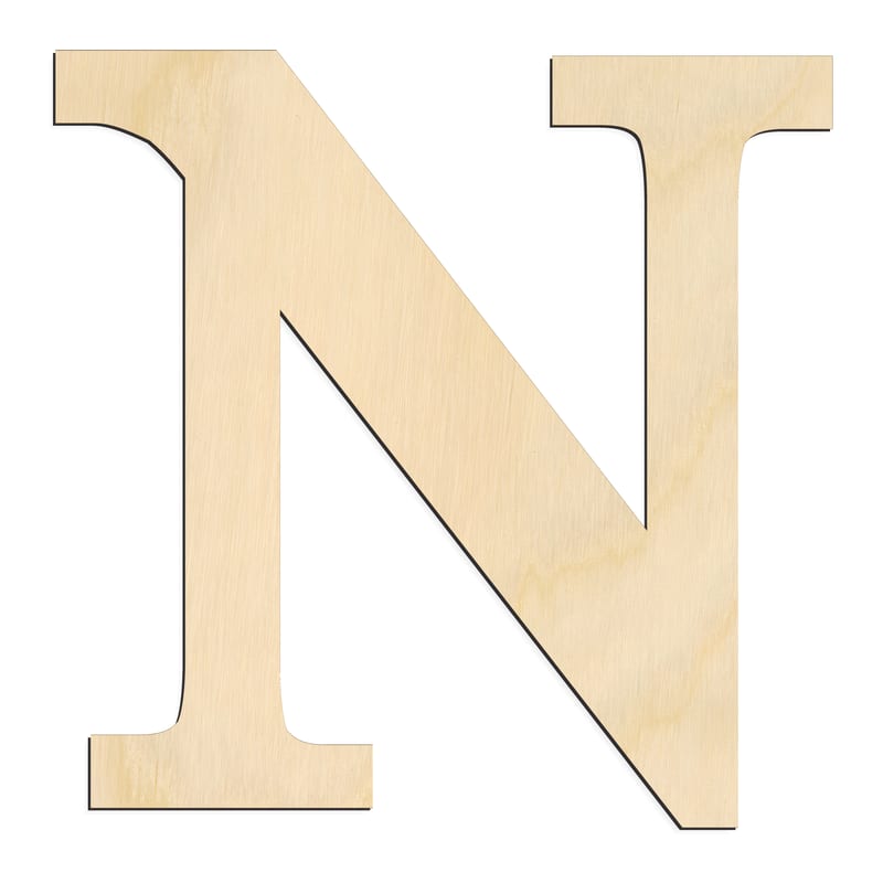 Laser-cut baltic birch silhouette of GREEK LETTER NU