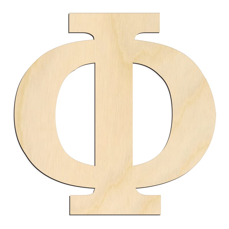 Laser-cut baltic birch silhouette of GREEK LETTER PHI