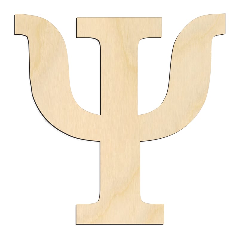 Laser-cut baltic birch silhouette of GREEK LETTER PSI