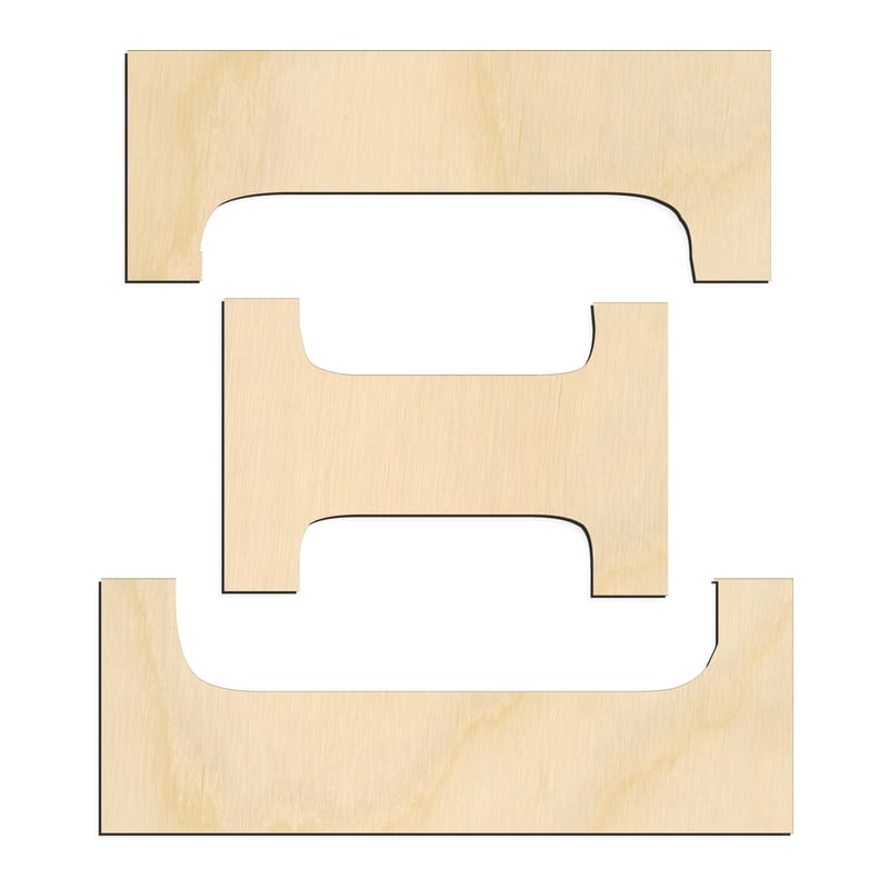 Laser-cut baltic birch silhouette of GREEK LETTER XI