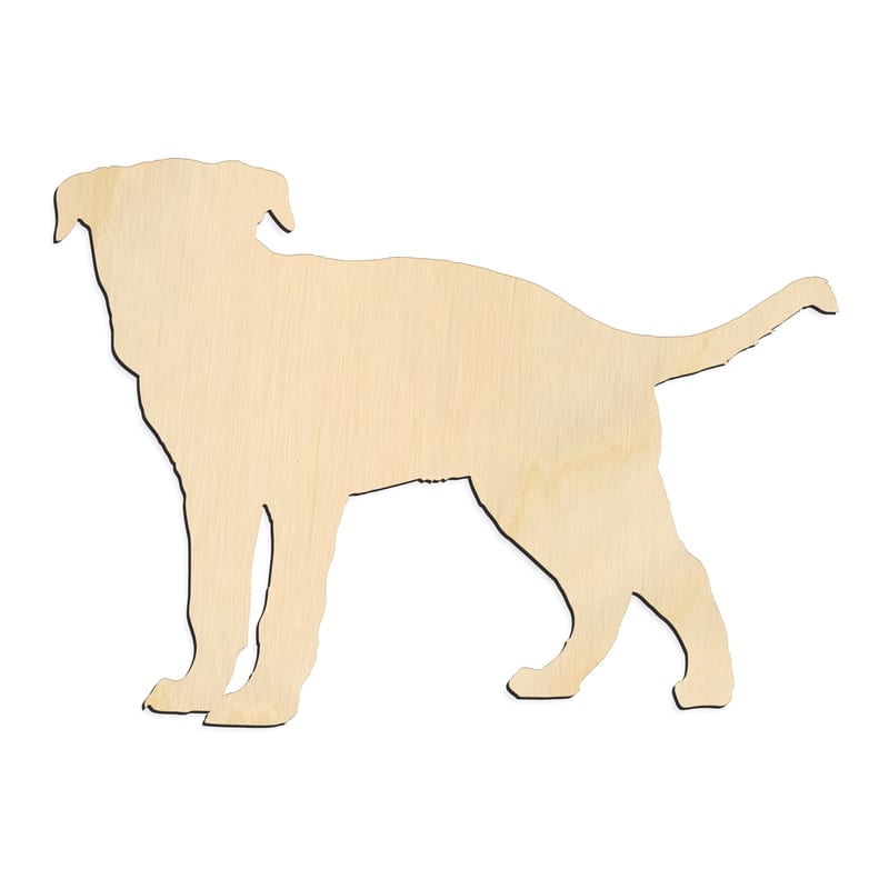Laser-cut baltic birch silhouette of GREYHOUND PUPPY