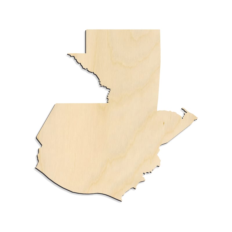 Laser-cut baltic birch silhouette of Guatemala Country Silhouette