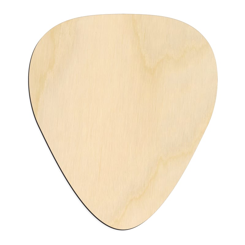 Laser-cut baltic birch silhouette of Guitar Pick