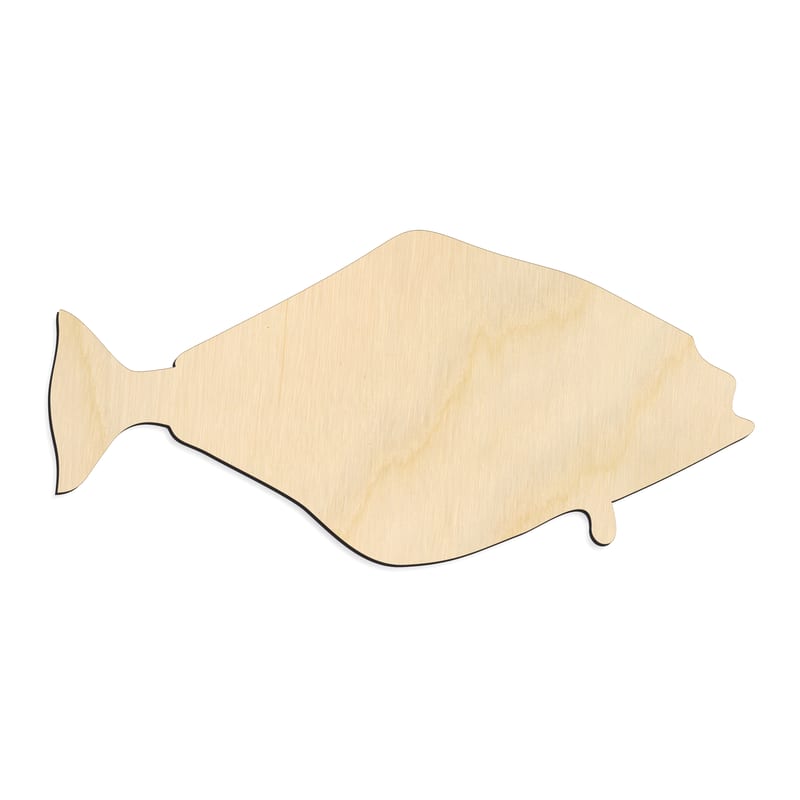 Laser-cut baltic birch silhouette of HALIBUT FISH